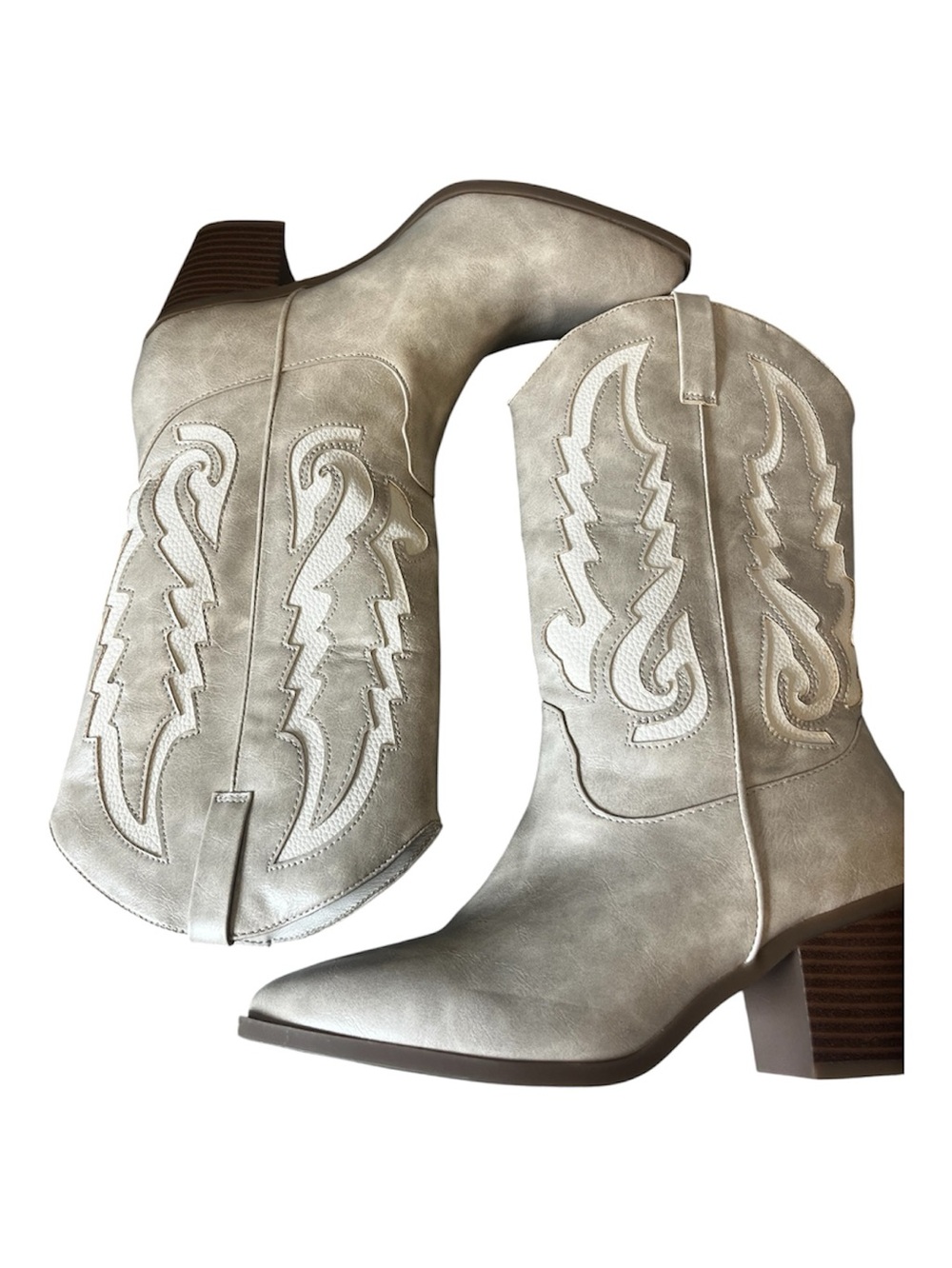 Altar'd State Kylan Cream Embroidered Western Cowboy Boots Size 7M